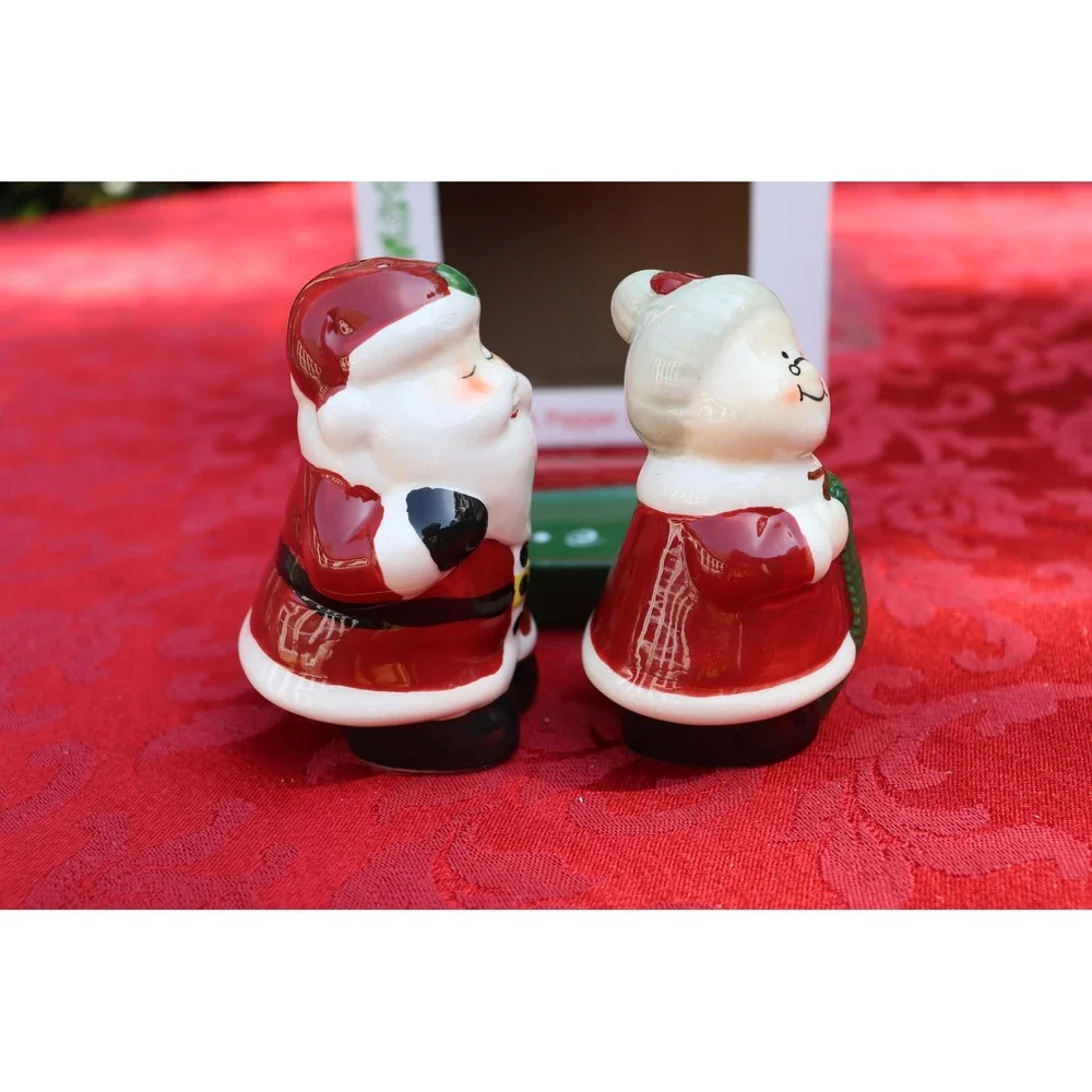 Vintage Publix Mr. and Mrs. Clause Salt & Pepper Shakers with Tray Original Box